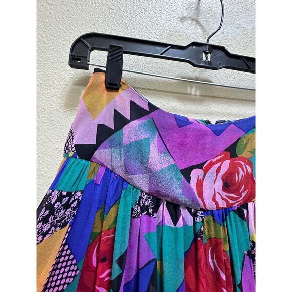 VTG Rickie Freeman For Terijon Skirt 4 100% Silk Lined Floral Retro Flowy Girly - Picture 7 of 10